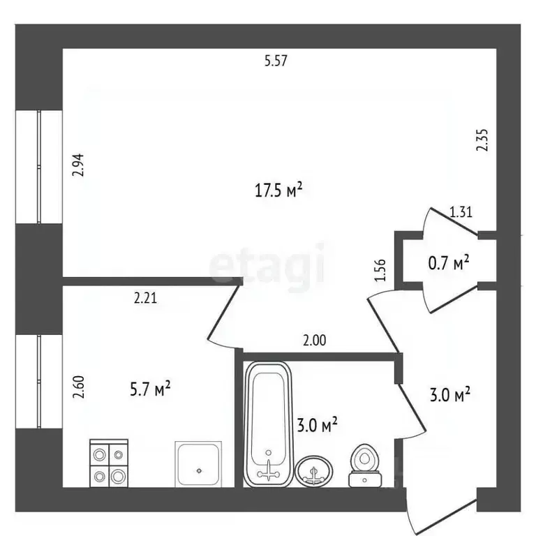 1-к кв. Башкортостан, Стерлитамак ул. Дружбы, 29 (29.9 м) - Фото 1