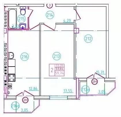 2-к кв. Ростовская область, Шахты пер. Бродского, 10 (58.7 м) - Фото 1