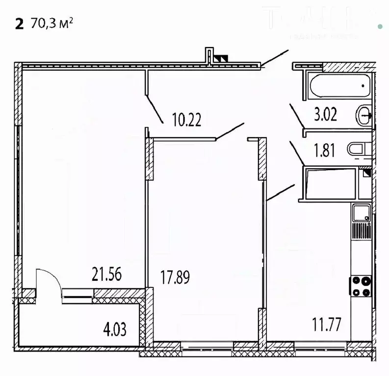 2-к кв. Пензенская область, Пенза ул. Мира, 40 (70.3 м) - Фото 2