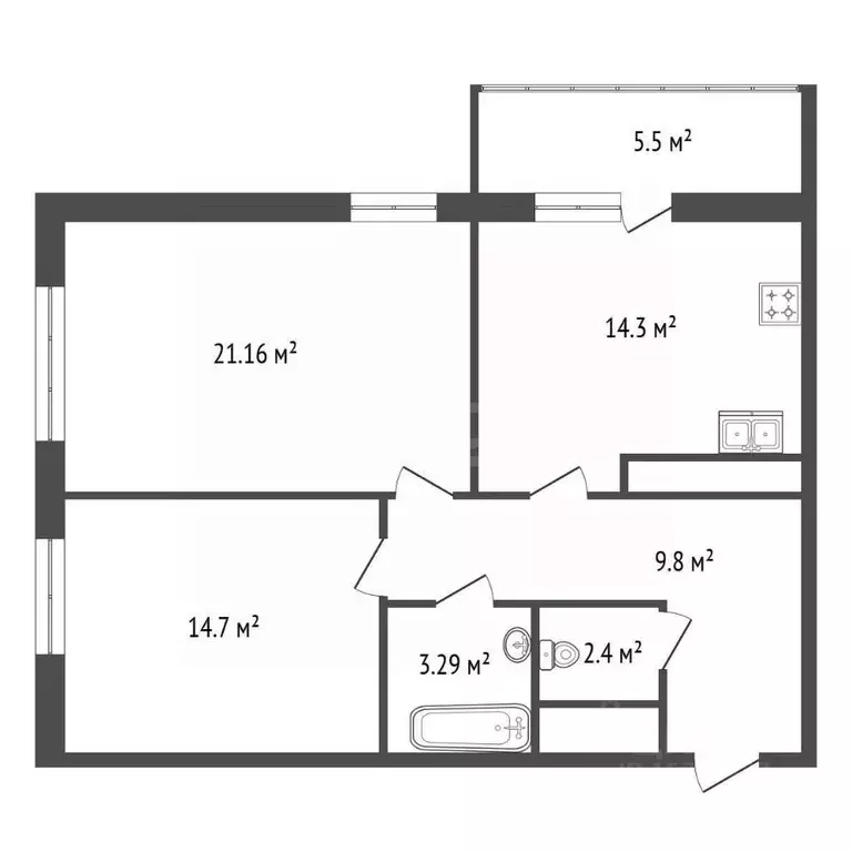 2-к кв. Санкт-Петербург ш. Суздальское, 18к4 (70.3 м) - Фото 2