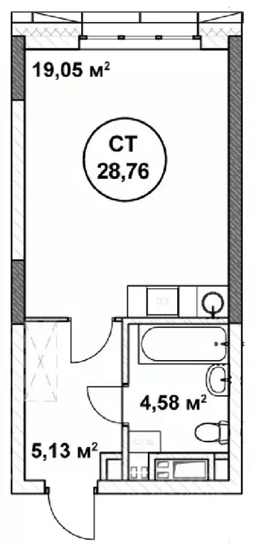 Студия Нижегородская область, Нижний Новгород ул. Родионова (28.76 м) - Фото 1