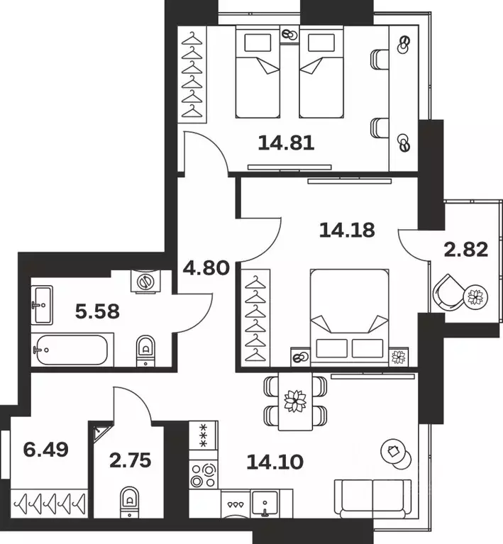2-к кв. Тульская область, Тула Гоголевская ул., 43 (65.53 м) - Фото 0