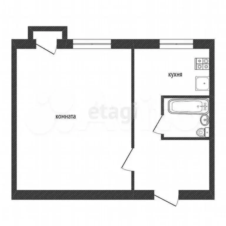 1-к. квартира, 28,5 м, 1/5 эт. - Фото 0