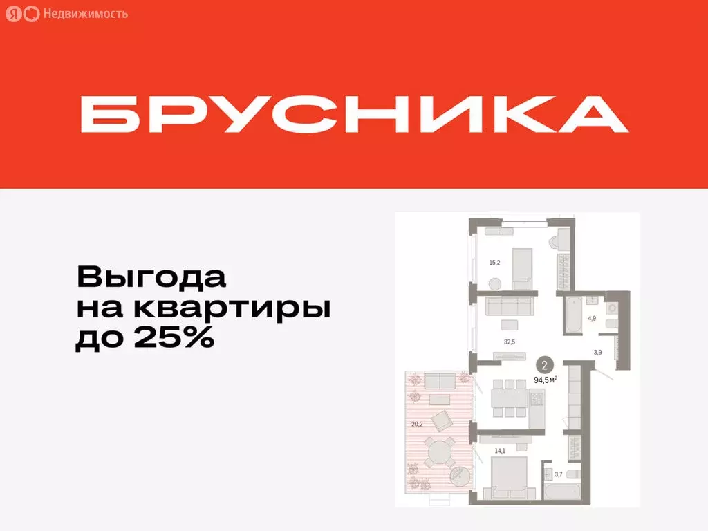 2-комнатная квартира: Тюмень, жилой комплекс На Минской (94.51 м) - Фото 0