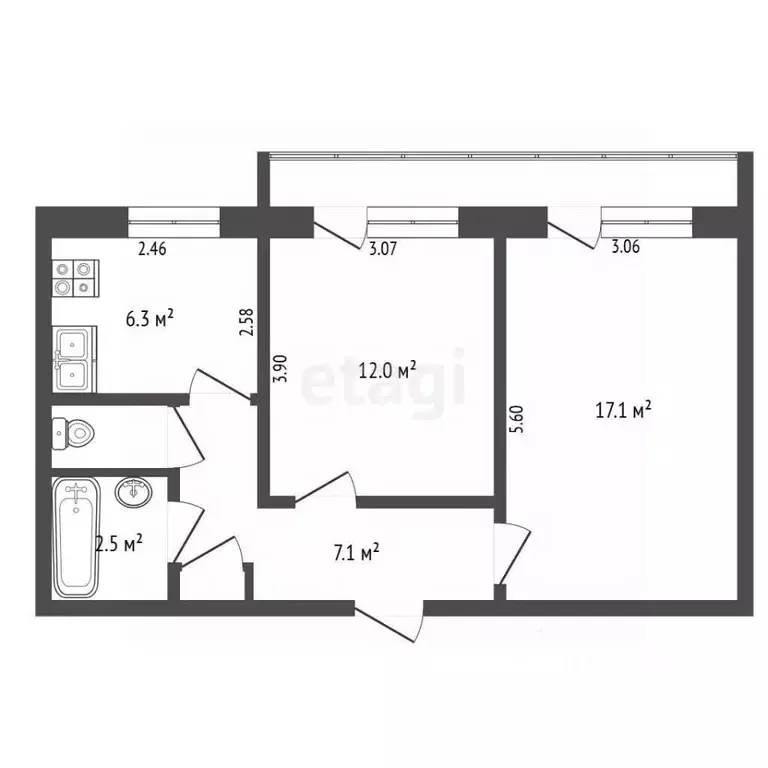 2-к кв. Псковская область, Псков Звездная ул., 10 (46.6 м) - Фото 2