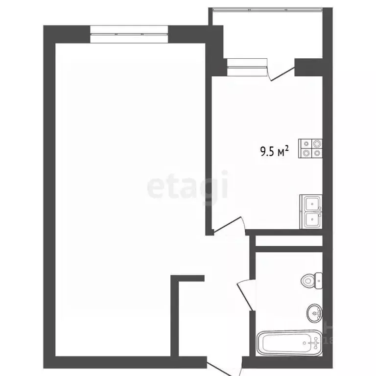 Студия Самарская область, Самара ул. Мечникова, 3 (38.0 м) - Фото 2