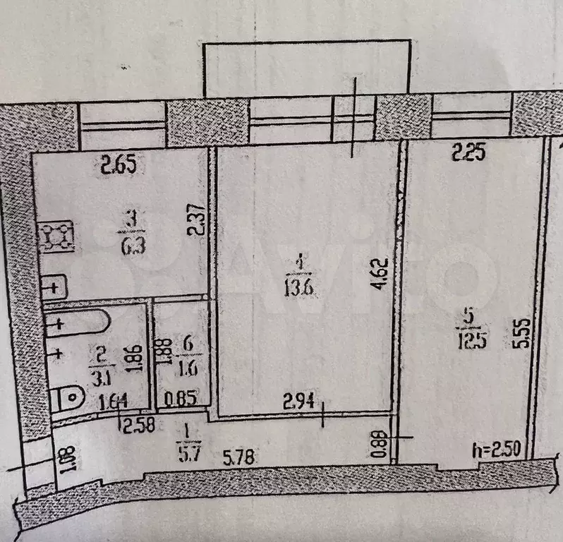 2-к. квартира, 44 м, 4/4 эт. - Фото 0