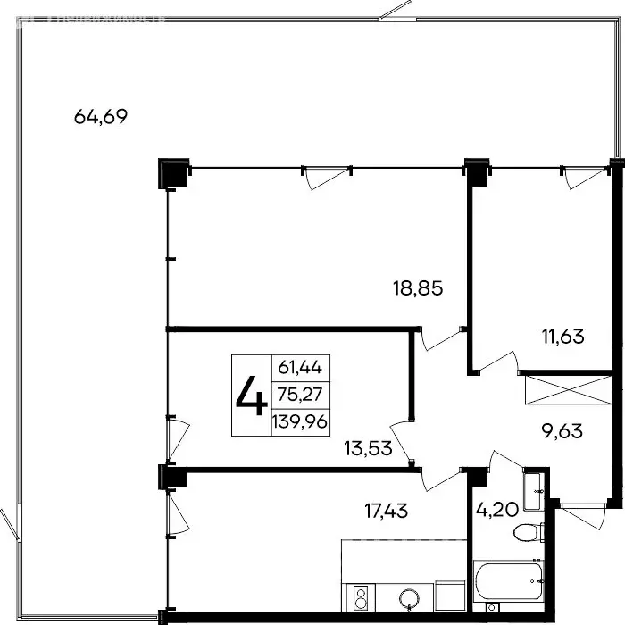 4-комнатная квартира: Прибрежное, Симферопольское шоссе, 177 (139.96 ... - Фото 1