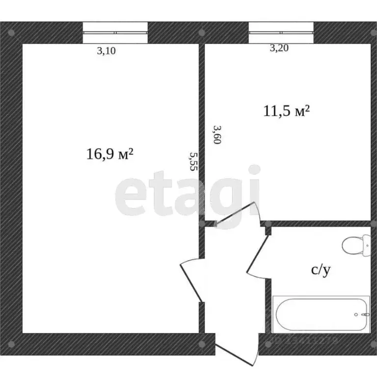 Комната Белгородская область, Белгород ул. Горького, 69к2 (18.9 м) - Фото 1