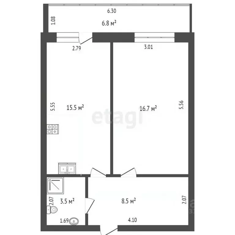 1-к кв. Тюменская область, Тюменский муниципальный округ, Боровский ... - Фото 1