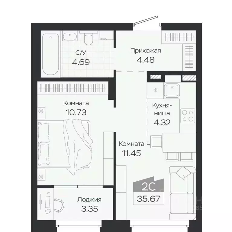 2-к кв. Новосибирская область, Новосибирский район, Краснообск рп ... - Фото 1