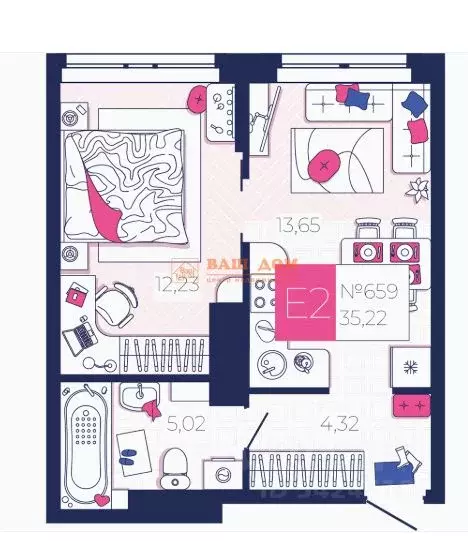 1-к кв. Тульская область, Тула Новомосковское ш., 5 (35.22 м) - Фото 2