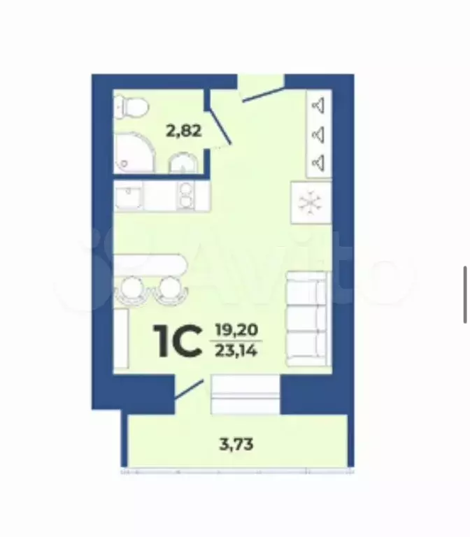 Квартира-студия, 22 м, 7/9 эт. - Фото 0