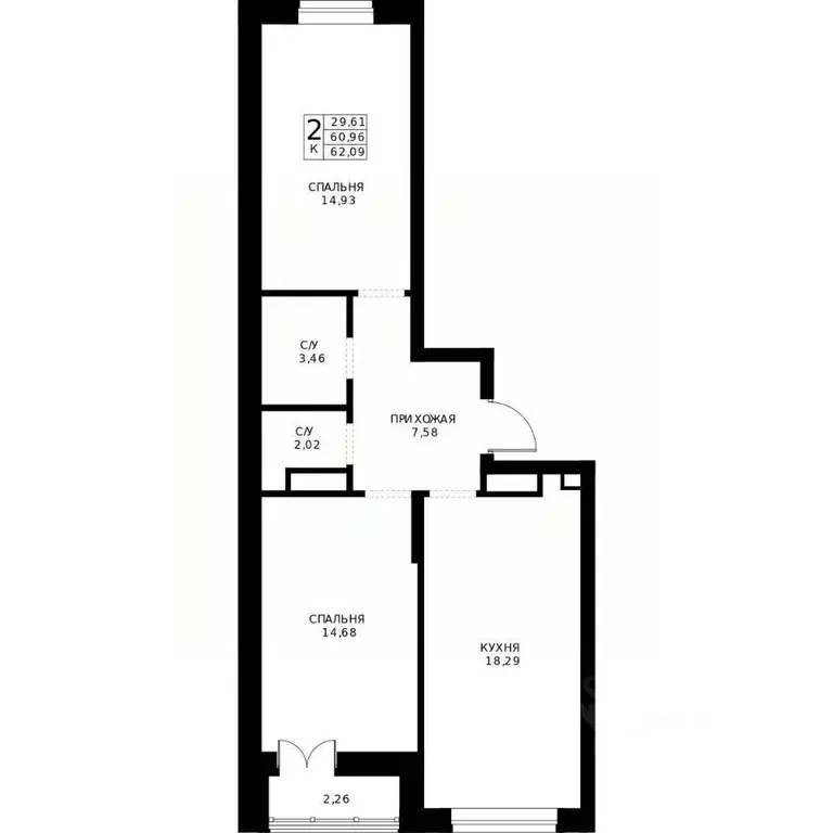 2-к кв. Нижегородская область, Нижний Новгород Ленгородок мкр, Мед ... - Фото 2
