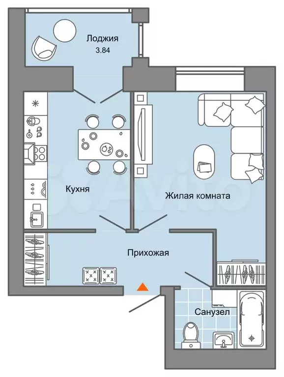 1-к. квартира, 38 м, 3/8 эт. - Фото 0