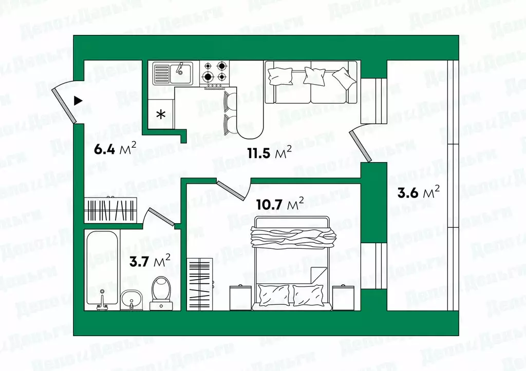 1-комнатная квартира: Киров, улица Лепсе, 14 (36.4 м) - Фото 1