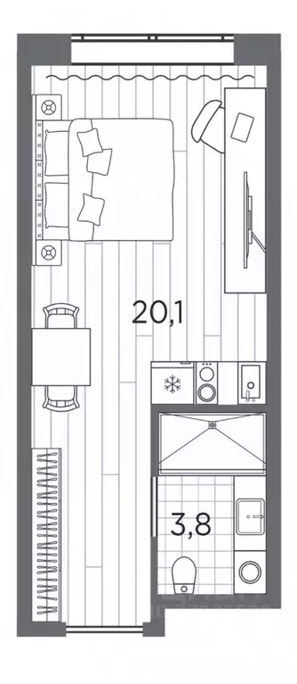 Студия Санкт-Петербург просп. Стачек, 62Е (23.9 м) - Фото 0