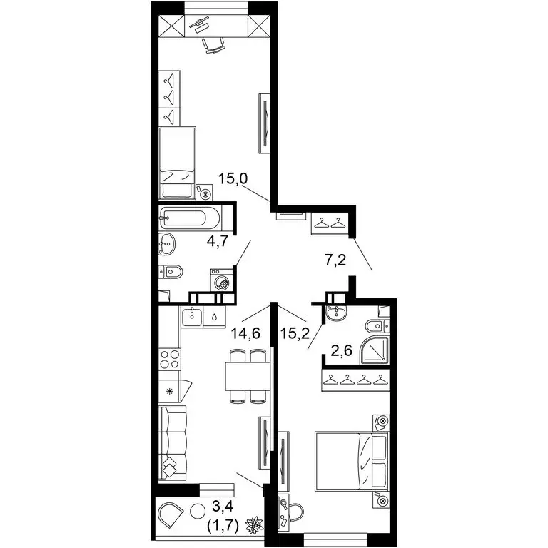 3-комнатная квартира: Сочи, улица Искры, 66/9к2 (61 м) - Фото 0