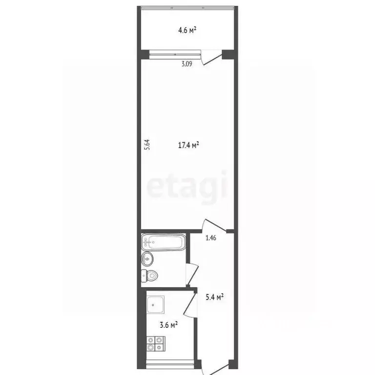 1-к кв. Крым, Ялта ул. Халтурина, 19К4 (30.4 м) - Фото 1