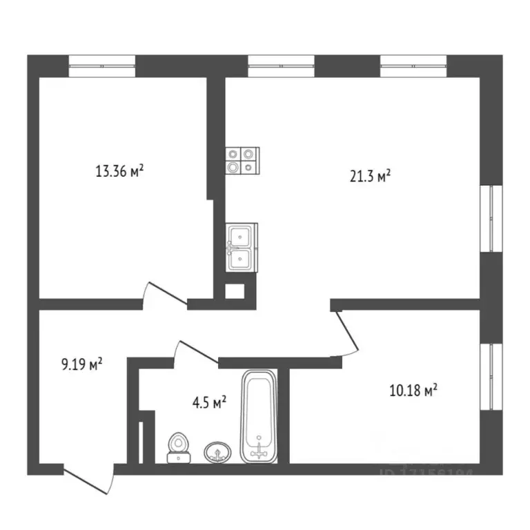 2-к кв. Тюменская область, Тюмень ул. Андрея Кореневского, 5 (58.69 м) - Фото 1