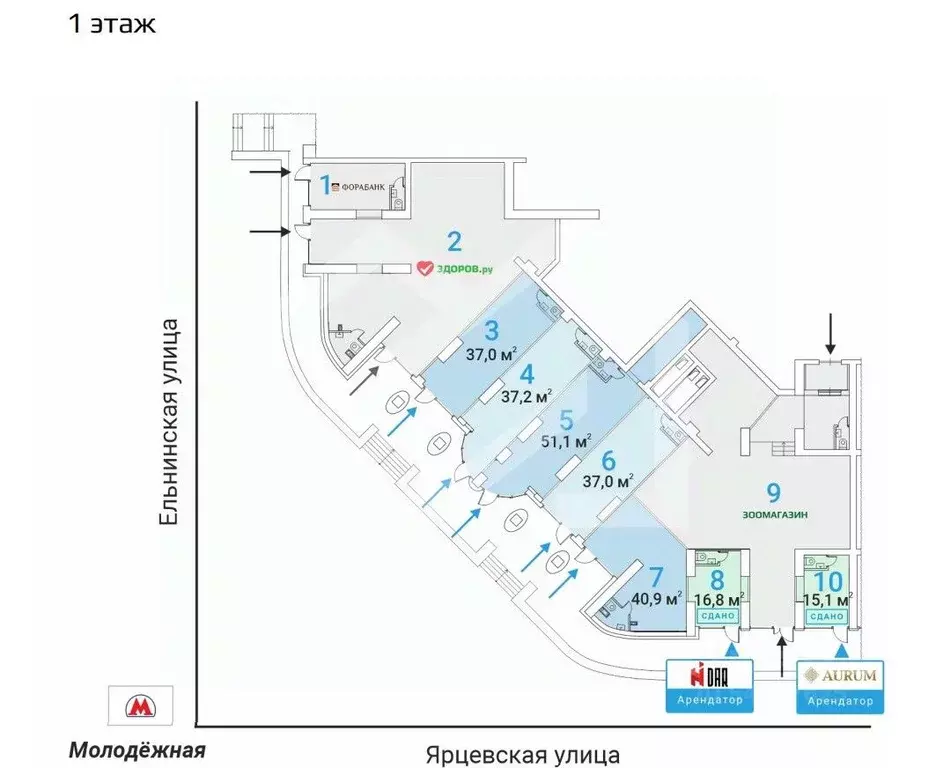 Торговая площадь в Москва Ярцевская ул., 27к1 (37 м) - Фото 1
