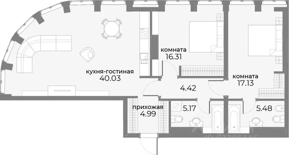 2-к кв. Москва Дружинниковская ул., 15 (96.0 м) - Фото 0