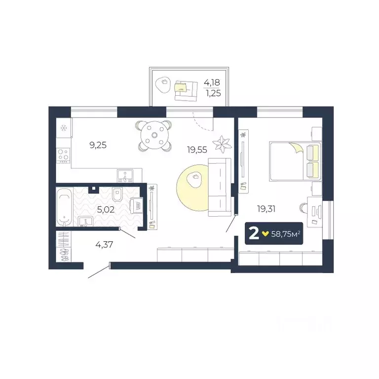 2-к кв. Красноярский край, Красноярск городской округ, пос. Солонцы ... - Фото 1