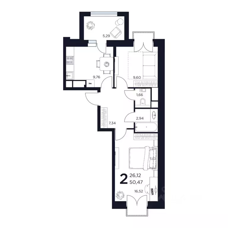2-к кв. Московская область, Химки ул. Германа Титова, 2 (50.47 м) - Фото 1