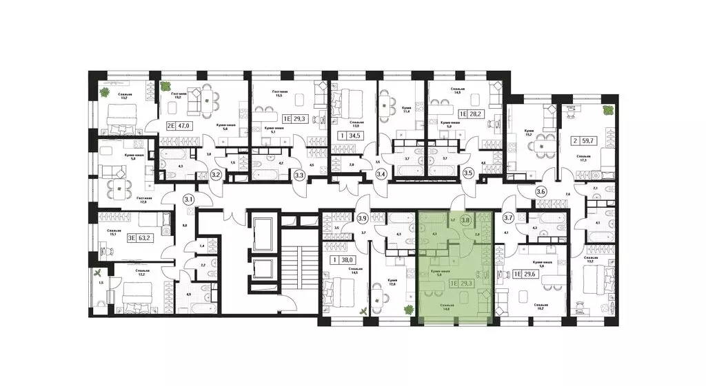 1-комнатная квартира: Пушкино, ЖК Пушкино Град (29.3 м) - Фото 2
