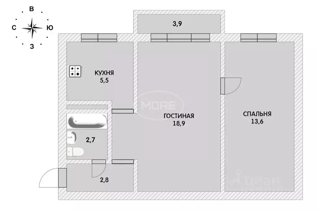 2-к кв. Калининградская область, Калининград Прибрежный мкр, ул. ... - Фото 2