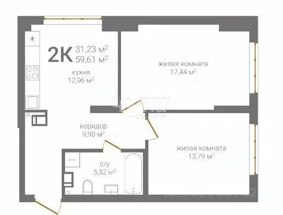 2-к кв. Нижегородская область, Нижний Новгород KM Печерский жилой ... - Фото 1