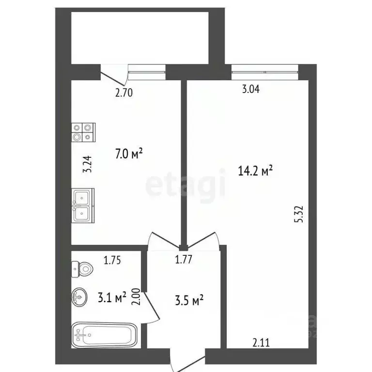 1-к кв. Тамбовская область, Тамбовский муниципальный округ, д. Крутые ... - Фото 1