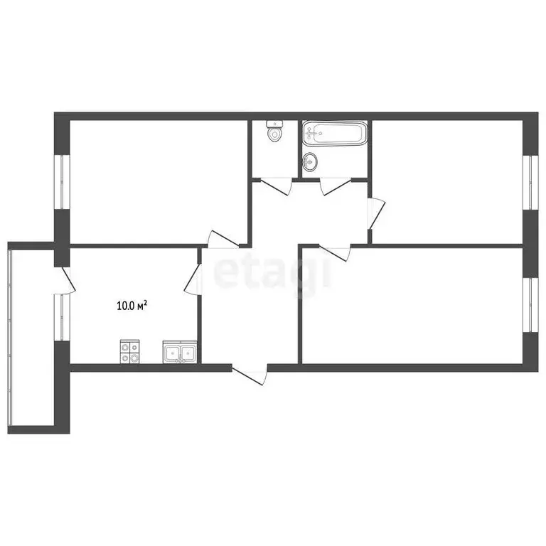 3-комнатная квартира: посёлок Кирпичного Завода, 33 (67 м) - Фото 0