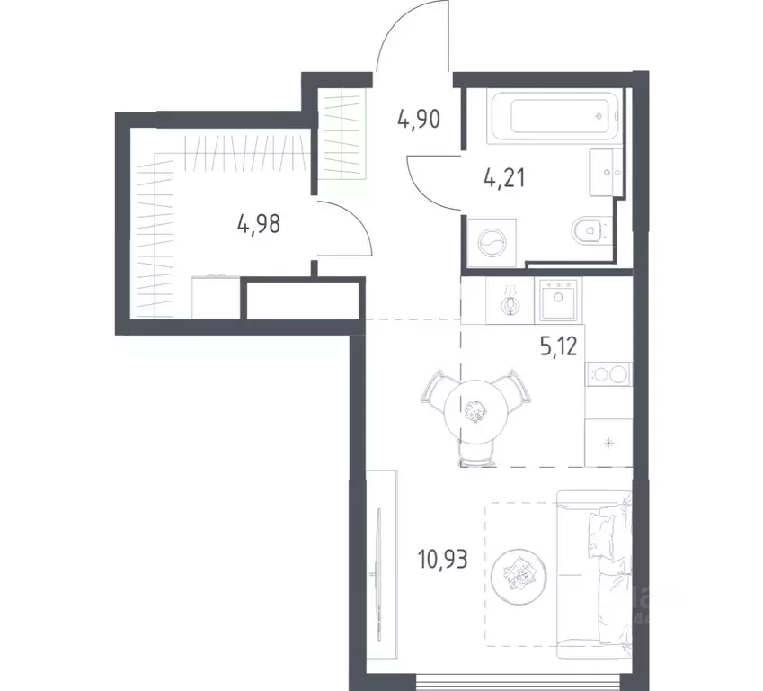 1-к кв. Москва Квартал на воде жилой комплекс, к5 (30.14 м) - Фото 1
