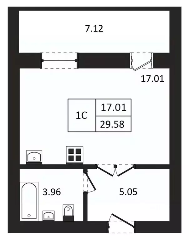Студия Новосибирская область, Новосибирск ул. Юности, 9 (29.58 м) - Фото 1