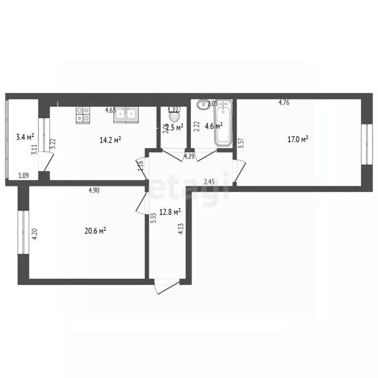 2-к кв. Калининградская область, Калининград Шахматная ул., 2Б (75.1 ... - Фото 1