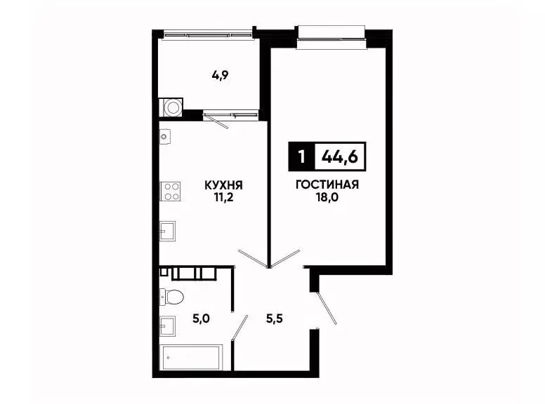 1-к кв. Ставропольский край, Ставрополь ул. Андрея Голуба, 14к2 (44.6 ... - Фото 0
