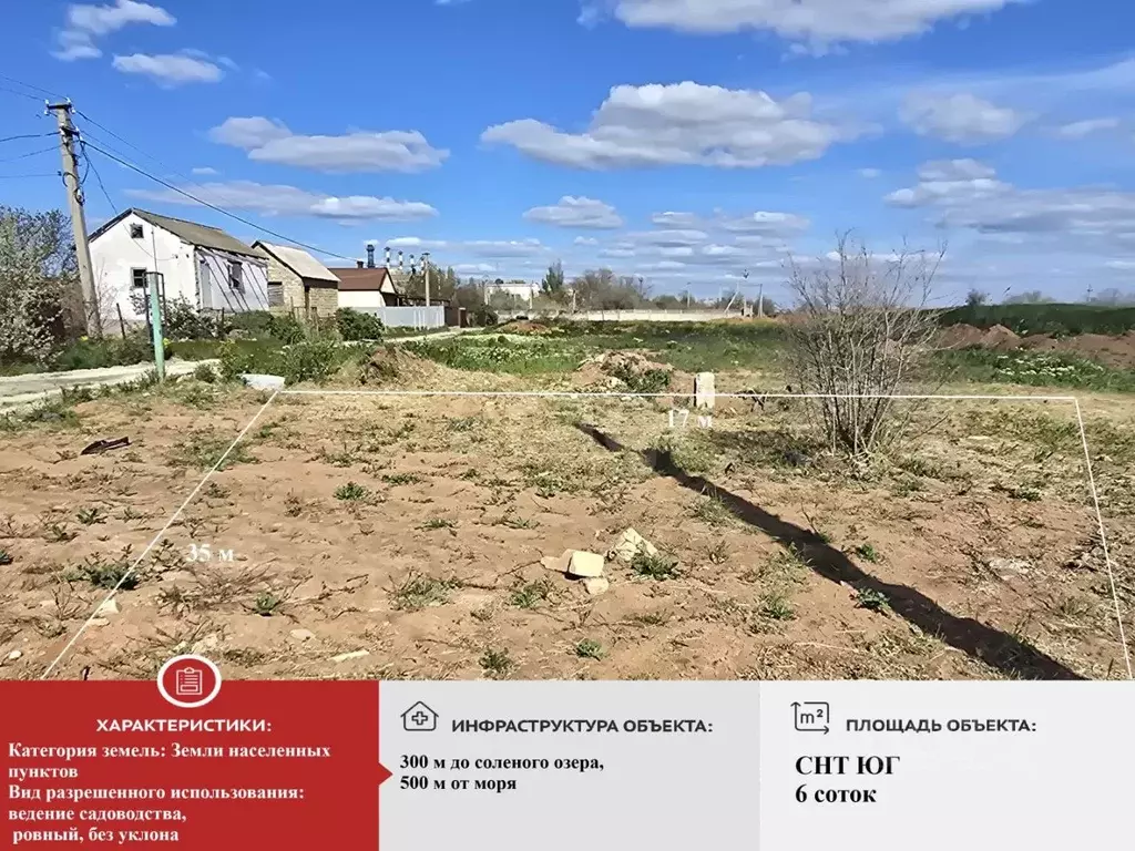 Участок в Крым, Саки Юг СНТ, ул. Мирная (6.1 сот.) - Фото 1