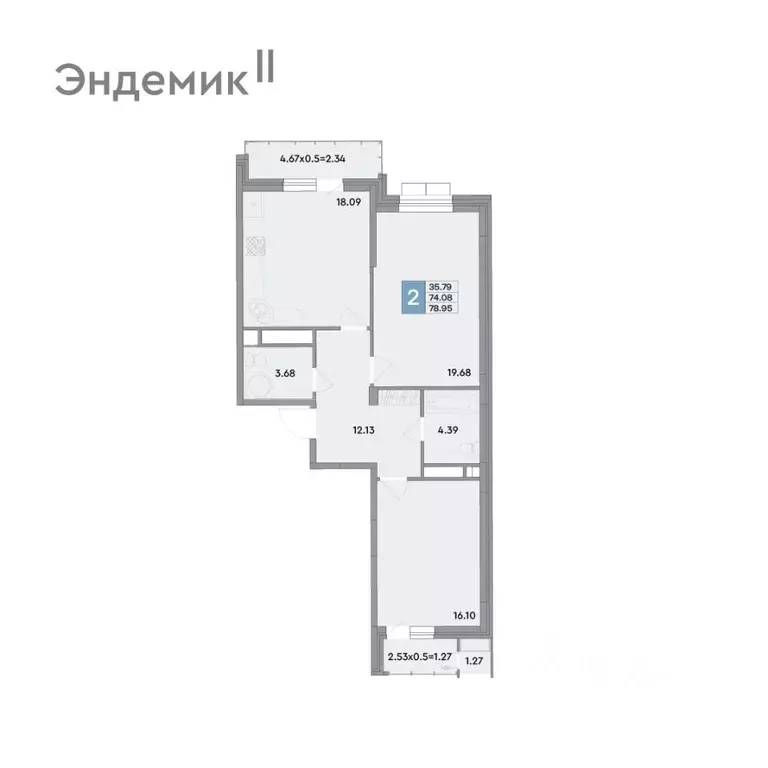 2-к кв. Краснодарский край, Краснодар ул. Шоссе Нефтяников, 26 (78.95 ... - Фото 0