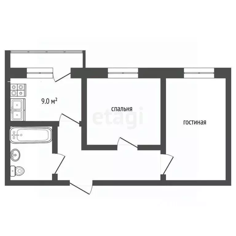 2-к кв. Вологодская область, Белозерск Пионерская ул., 40 (41.1 м) - Фото 1