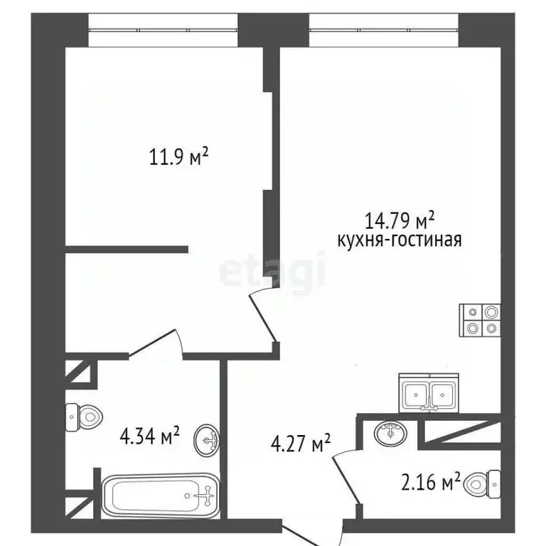 1-к кв. Тюменская область, Тюмень ул. Новоселов, 90 (37.46 м) - Фото 1
