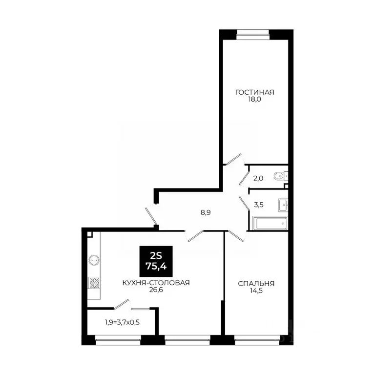 1-к кв. Ставропольский край, Ставрополь ул. Южный обход, 65 (75.4 м) - Фото 1