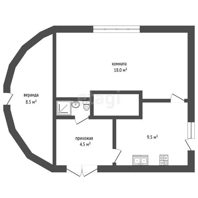 Дом в Омск, 1-й переулок 5 Декабря (43.1 м) - Фото 1