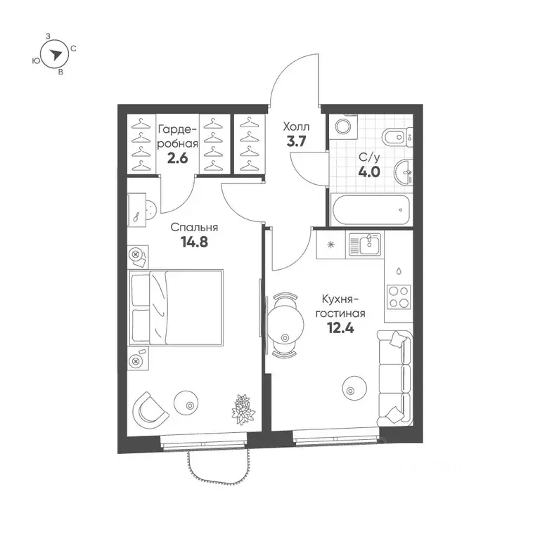 1-к кв. Свердловская область, Екатеринбург Солнечный жилрайон,  (37.5 ... - Фото 1