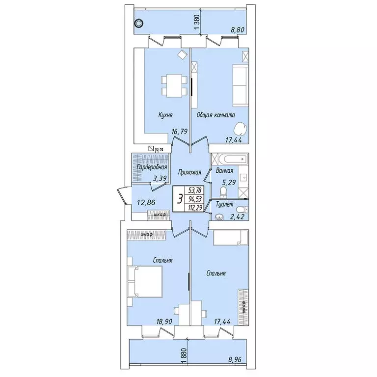 3-комнатная квартира: Йошкар-Ола, улица Кирова, 27 (112.5 м) - Фото 1
