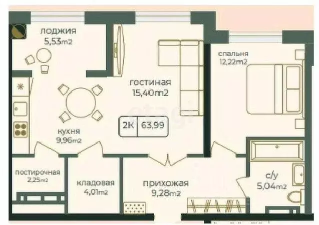 2-к кв. Дагестан, Каспийск просп. Акулиничева (63.99 м) - Фото 0