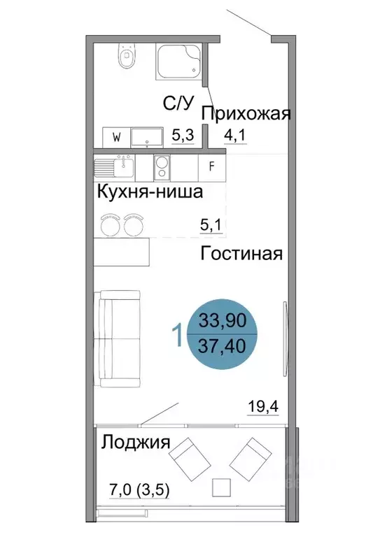 1-к кв. Крым, Керчь Белый город жилой комплекс (37.4 м) - Фото 0