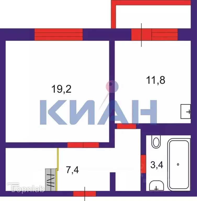 1-к кв. Красноярский край, Красноярск ул. Авиаторов, 40 (45.6 м) - Фото 2
