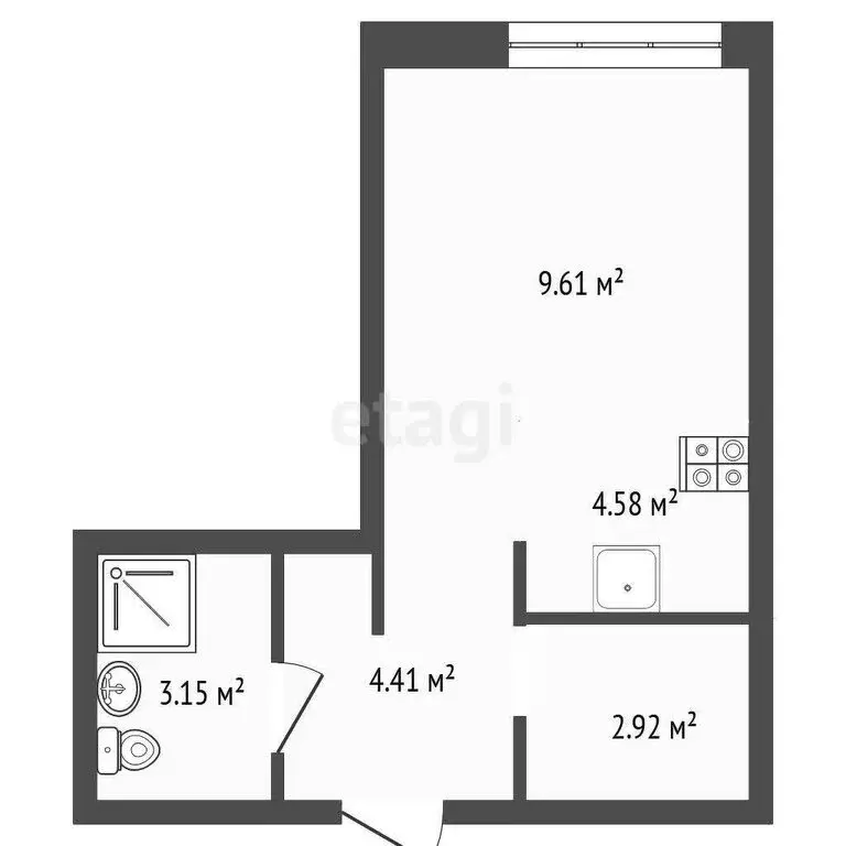 Квартира-студия: Тюмень, улица Андрея Кореневского, 3к2 (24.67 м) - Фото 1
