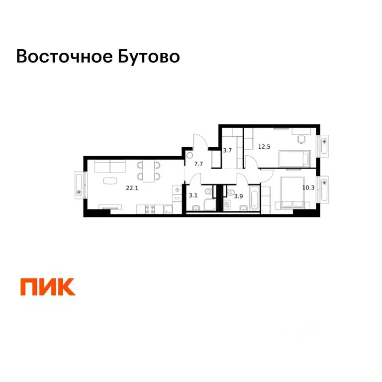 2-к кв. Московская область, Ленинский городской округ, Боброво пгт ... - Фото 1
